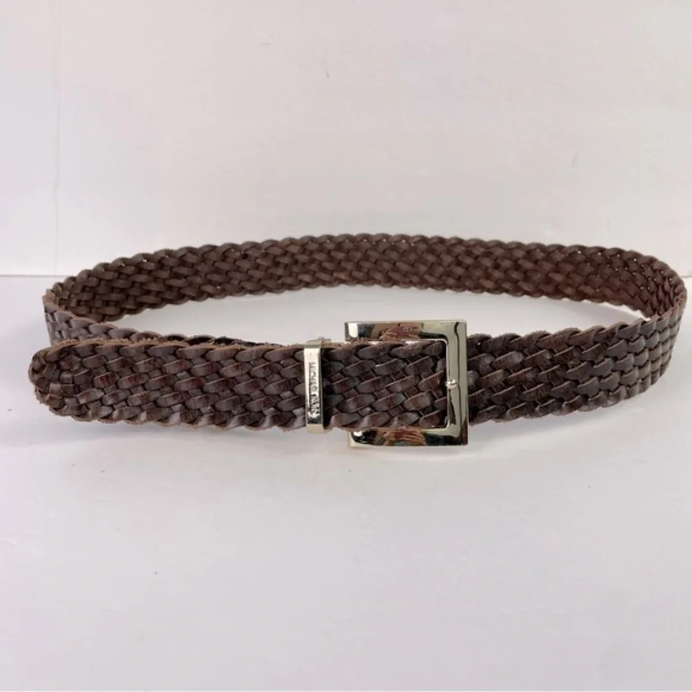 Michael Kors Brown Leather Braided Belt‎
